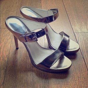Michael Kors Beverly High Heel Mule in Nickel